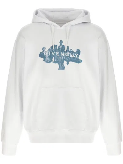 Givenchy Oversized Graphic Print Hoodie With Kangaroo Pocket In White