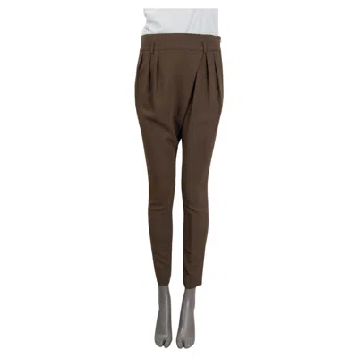 Pre-owned Givenchy Olive Drab Viscose Asymmetric Pleated Drop Crotch Pants 36 Xs In Black