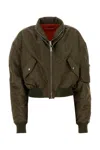 Givenchy Cropped Flap Pocket Jackets With High Collar In Green