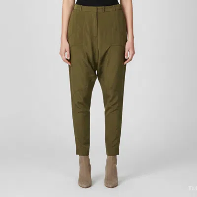 Pre-owned Givenchy Olive Green Silk Harem Pants M