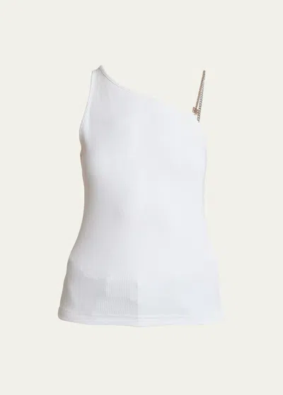 Givenchy One-shoulder 4g Logo Chain Tank Top In White
