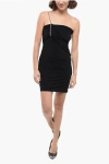 Givenchy Black Strapless Draped Dress With Chain In Polyamide Woman