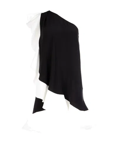 Givenchy One Shoulder Ruffle Dress In Black