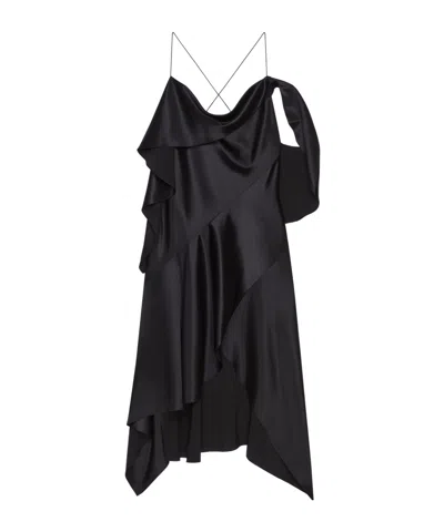 GIVENCHY ASYMMETRIC DRAPED DRESS IN SATIN