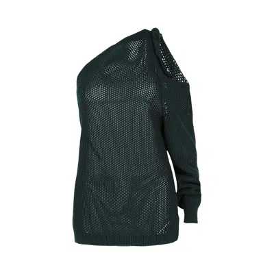 Pre-owned Givenchy One Shoulder Woven Knit Top 'bottle Green' | Women's Size Xs