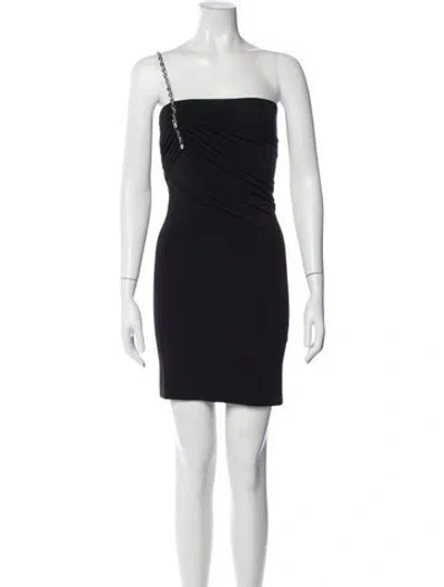 Pre-owned Givenchy One-shoulder Mini Dress In Black