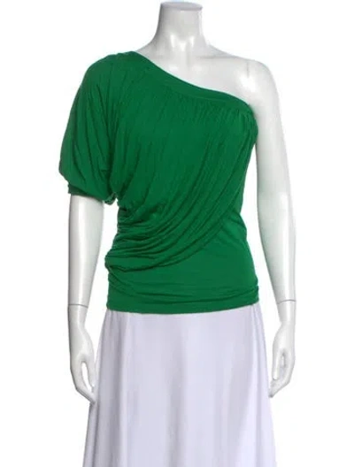 Pre-owned Givenchy One-shoulder Short Sleeve Top In Green