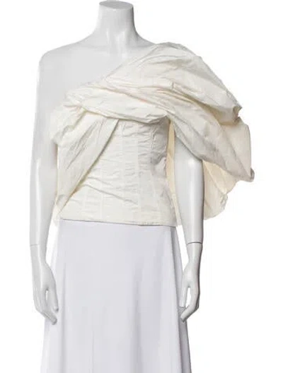 Pre-owned Givenchy One-shoulder Three-quarter Sleeve Crop Top In White