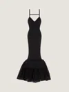 Givenchy Open Back Ruffled Dress In Fine Rib In Black