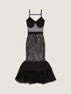Givenchy Open Back Ruffled Dress In Mesh In Black