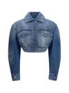 Givenchy Open-back Cotton Cropped Jacket In Blue