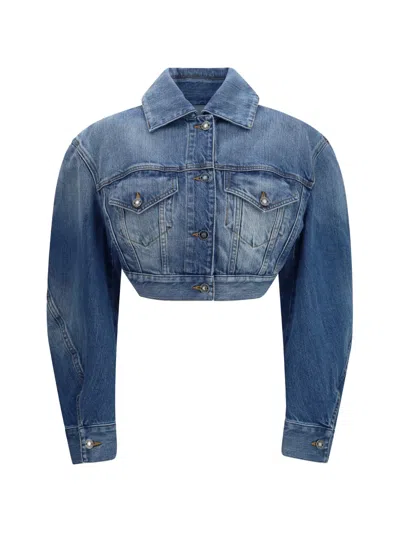 Givenchy Open-back Cotton Cropped Jacket In Blue