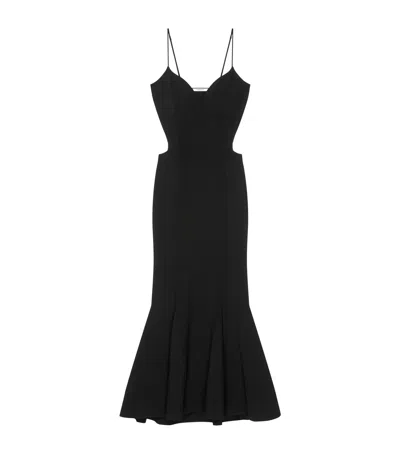 Givenchy Sleeveless Pointelle Knit Waist-cutout Midi Dress In Black
