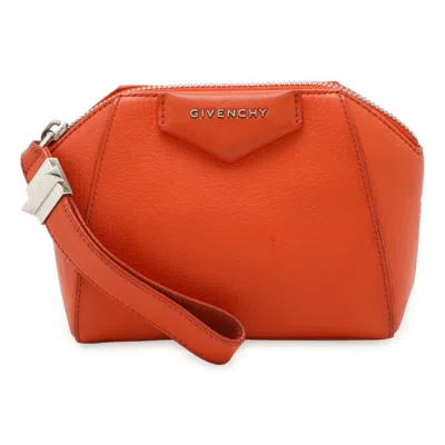 Pre-owned Givenchy Orange Leather Clutch Bag Pouch ()