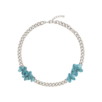 Pre-owned Givenchy Orchid Chain Necklace 'mineral Blue' | Men's Size Onesize