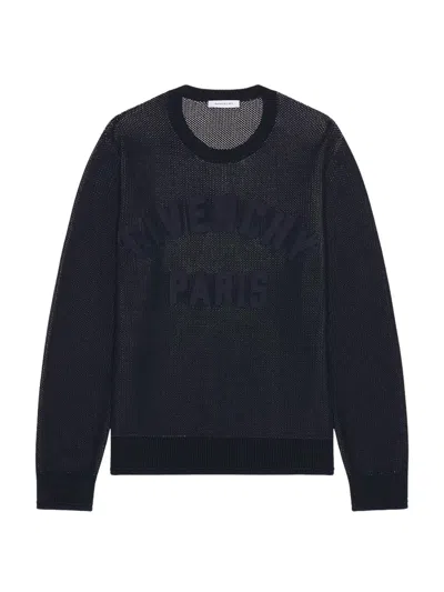Givenchy Men Ottoman Crew Neck Sweater In Blue