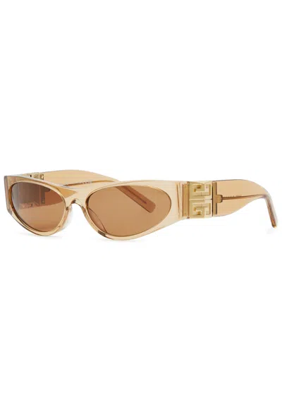 Givenchy Oval-frame Sunglasses In Gold