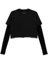 Givenchy Overlapped Cropped T-shirt In Cotton And Python Tulle In Black