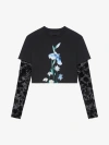 GIVENCHY OVERLAPPED CROPPED T-SHIRT IN COTTON AND TULLE