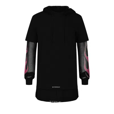 Pre-owned Givenchy Overlapped Hooded T-shirt In Cotton/mesh 'black' | Men's Size L