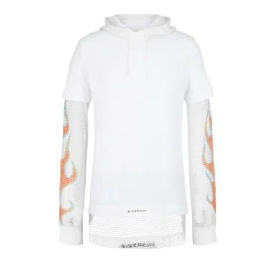 Pre-owned Givenchy Overlapped Hooded T-shirt In Cotton/mesh 'white' | Men's Size S