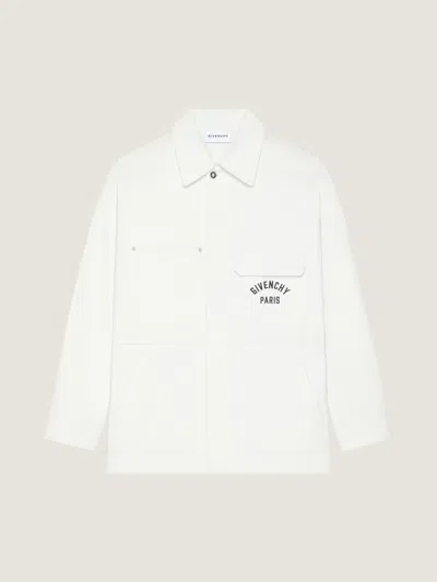 Givenchy Overshirt In Cotton With  Paris Embroidery In White