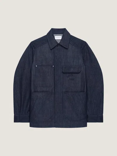 Givenchy Overshirt In Denim Herringbone In Blue