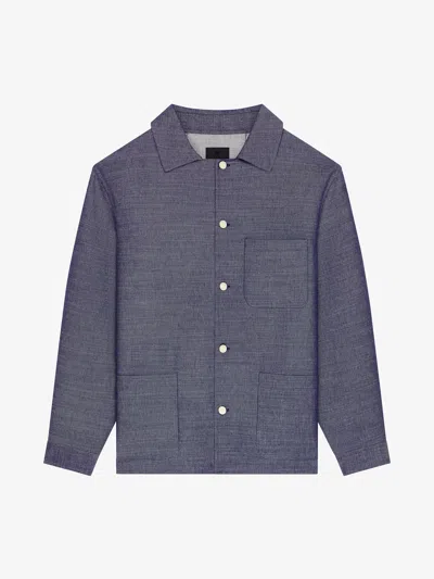 Givenchy Overshirt In Double Face Denim In Indigo Blue