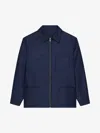 Givenchy Overshirt In Double Face Monogram 72 Jacquard In Dark Blue