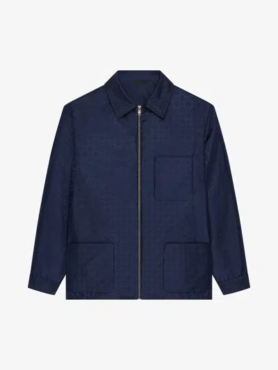 Givenchy Overshirt In Double Face Monogram 72 Jacquard In Dark Blue
