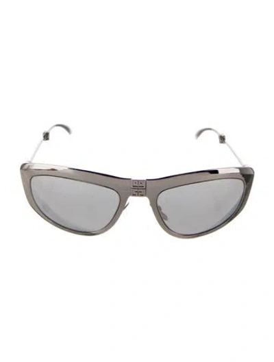 Pre-owned Givenchy Oversize Mirrored Sunglasses In Silver