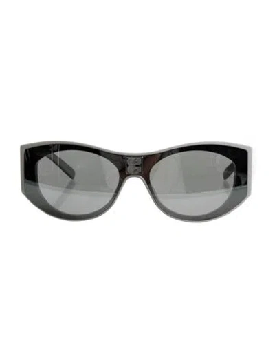 Pre-owned Givenchy Oversize Mirrored Sunglasses In White