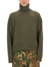 Givenchy Ribbed Turtleneck Oversized Cashmere Sweater In Green