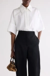 Givenchy Oversize Short Sleeve Cotton Poplin Button-up Shirt In White