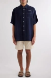 Givenchy Lapel Short-sleeved Shirt In Navy