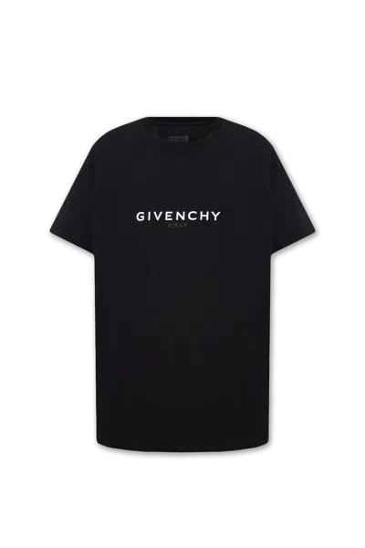 Givenchy Logo Print Cotton T-shirt In Black