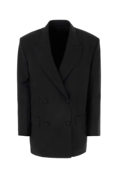 Givenchy Oversize Wool Blend Blazer With Mohair Finish In Black