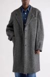 Givenchy Oversize Wool Blend Herringbone Overcoat In Gray