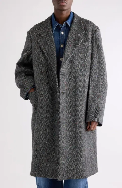 GIVENCHY GIVENCHY OVERSIZE WOOL BLEND HERRINGBONE OVERCOAT