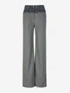 Givenchy Women's Oversized Jeans In Mixed Denim And Flannel In Grey