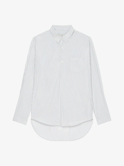 Givenchy Oversized Asymmetrical Shirt In Cotton With Stripes In Light Blue