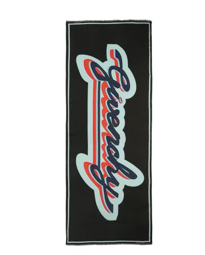Givenchy Oversized Black Scarf With Retro Logo Design