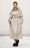 Givenchy Oversized Bonded Cotton Trench Coat In Gray