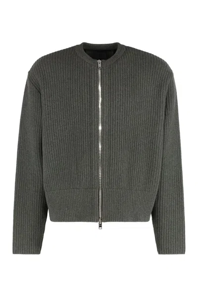 Givenchy Oversized Cardigan In Wool With Front Zip In Green