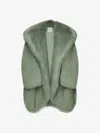 Givenchy Oversized Coat In Faux Fur In Greyish Green