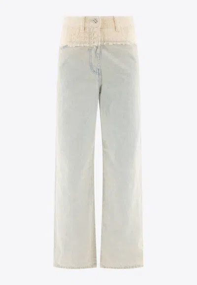 GIVENCHY OVERSIZED DENIM AND TWEED JEANS