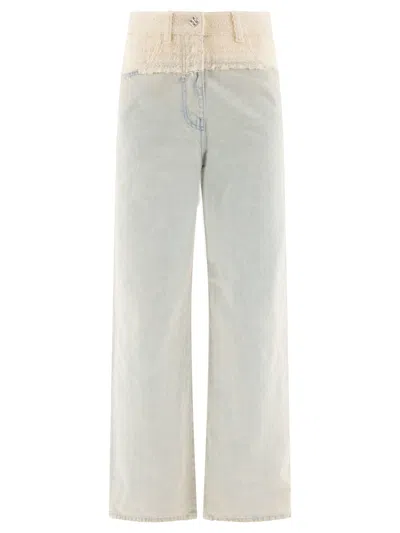 Givenchy Oversized Jeans In Mixed Denim And Tweed With 4g Liquid Detail In Blue