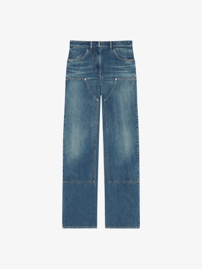 Givenchy Oversized Jeans In Denim With Patches In Deep Blue