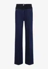Givenchy Womens Boucle-panel Wide-leg Denim Jeans Indigo Blue In Blue