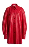 Givenchy Oversized Leather Shirt In Red